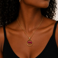 Fuchsia Pressed Flower Necklace