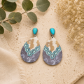 Wooden and Turquois Earrings - Style D