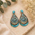 Wooden and Turquois Earrings - Style A