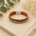 Braided Leather Bracelet  - Brown