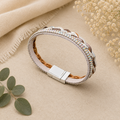 Braided Leather Bracelet - Silver