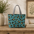 Green Leopard Print Canvas Tote