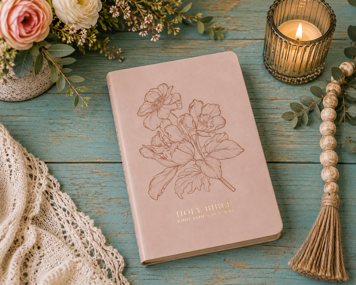 Blush Pink Faux Leather KJV Bible