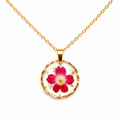 Red Pressed Flower Necklace
