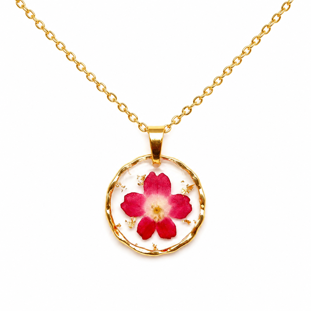 Red Pressed Flower Necklace