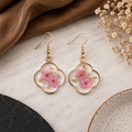 Pressed Pink Flower Earrings