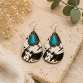 Leather and Turquois Earrings - Style A