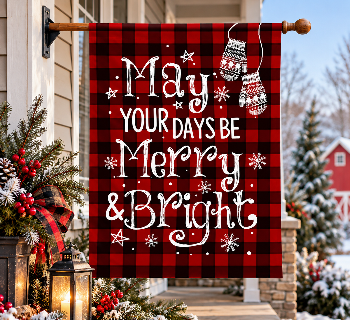 Merry and Bright House Flag