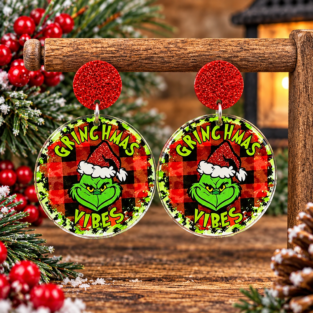 Grinch Wreath Earrings