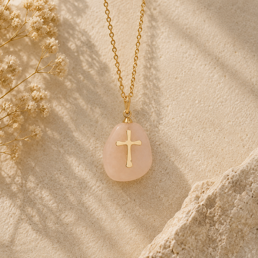 Gold and Stone Cross Necklace
