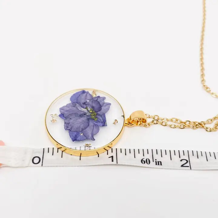 Pressed Purple Flower Necklace