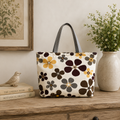 Canvas Tote - Yellow Brown Floral