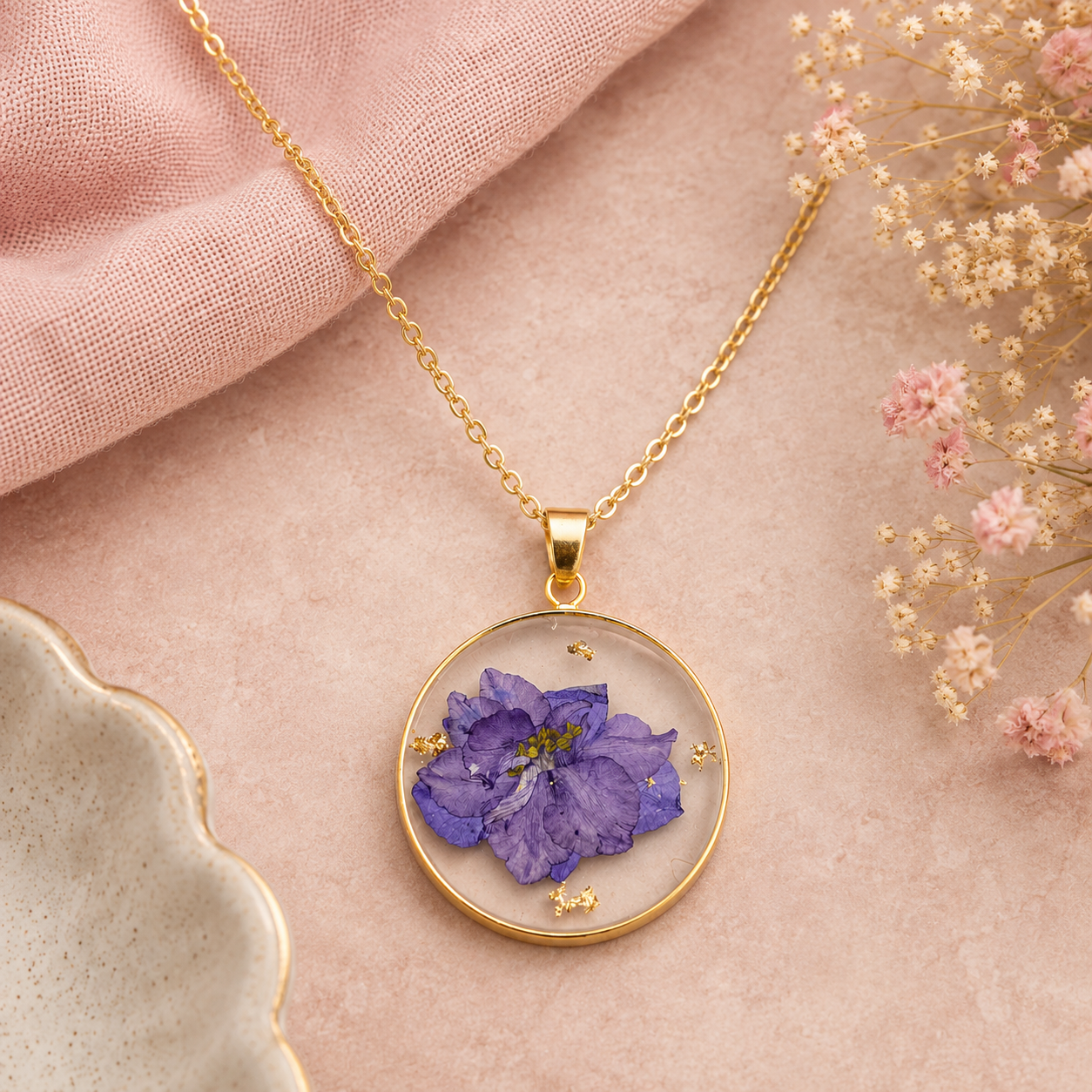 Pressed Flower Necklace