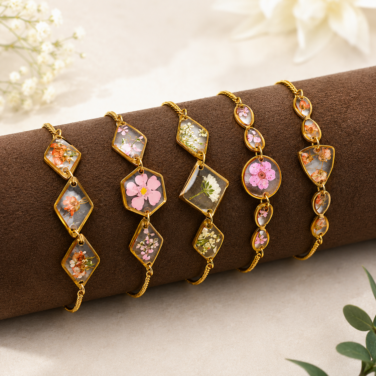 Pressed Baby's Breath Bracelet