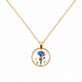 Blue Pressed Flower Necklace