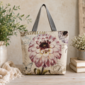Canvas Floral Tote - Purple