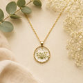 Round Pressed Baby's Breath Necklace