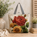 Canvas Tote - Floral Red and Yellow