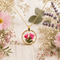 Pink Pressed Flower Necklace
