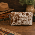 White and Brown Harion Pouch - Myra Bag