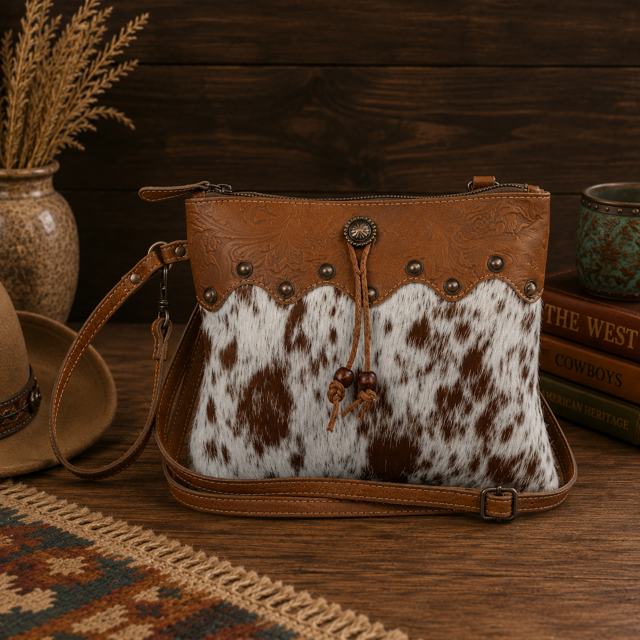Ornate Brown Leather and Harion - Myra Bag